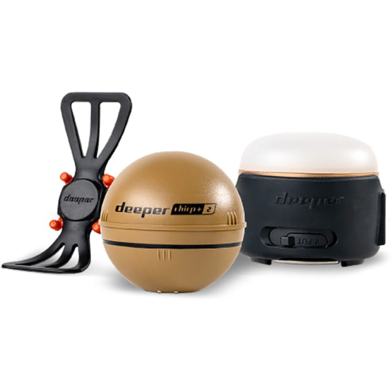 Deeper Smart Sonar CHIRP+ 2.0, packed in a Trophy Bundle 2022 with Power Lantern and Phone Holder,эхолот в подарочном комплекте с фонариком и креп