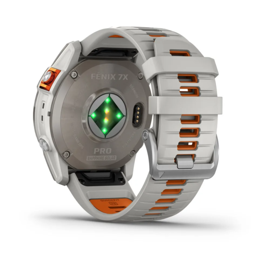 Смарт-годинник Garmin Fenix 7X Pro – Sapphire Solar Edition Titanium with Fog Gray/Ember Orange Band