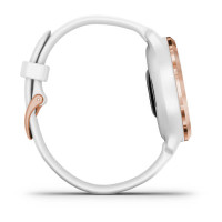 Venu 2S · Rose Gold · White Silicone Band