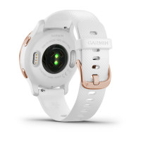Venu 2S · Rose Gold · White Silicone Band