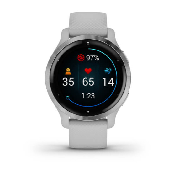 Garmin Venu 2S Silver Bezel with Mist Gray Case and Silicone Band