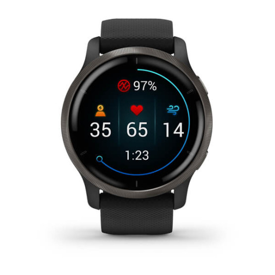 Garmin Venu 2 Slate Bezel with Black Case and Silicone Band