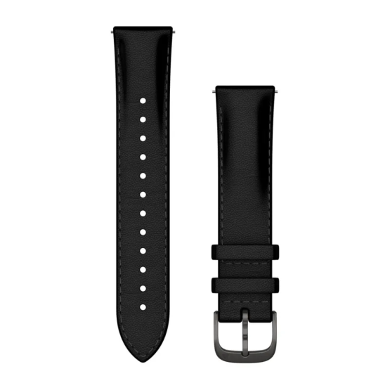 Ремінець Garmin 20mm Band, Black Leather + Brushed Slate