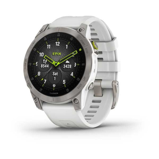 Garmin Epix 2 Sapphire - Carrera White/Titanium with silicone band