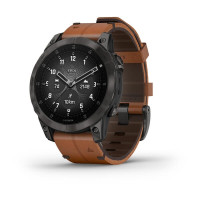 Garmin Epix 2 Sapphire - Black/Carbon Gray DLC Titanium with Chestnut leather band plus black silicone band