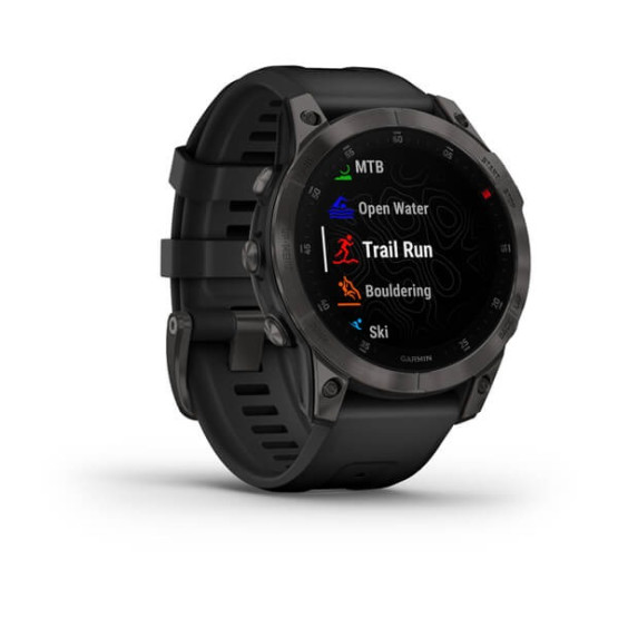 Garmin Epix 2 Sapphire - Black/Carbon Gray DLC Titanium with silicone band Garmin Epix 2 Sapphire - Black/Carbon Gray DLC Titanium with silicone band