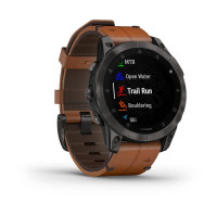 Garmin Epix 2 Sapphire - Black/Carbon Gray DLC Titanium with Chestnut leather band plus black silicone band