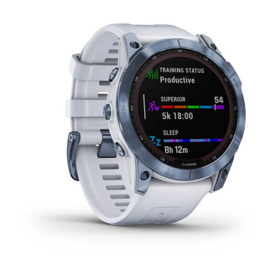 Garmin Fenix 7X Sapphire Solar Mineral Blue DLC Titanium with Whitestone Band Garmin Fenix 7X Sapphire Solar Mineral Blue DLC Titanium with Whitestone Band