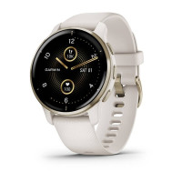 Garmin Venu 2 Plus Cream Gold Stainless Steel Bezel with Ivory Case and Silicone Band