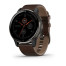 Garmin Venu 2 Plus Blue-Gray stainless Steel Bezel with Blue-Gray and Brown Leather Band