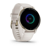 Garmin Venu 2 Plus Cream Gold Stainless Steel Bezel with Ivory Case and Silicone Band