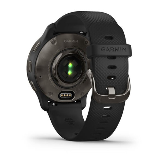 Garmin Venu 2 Plus Slate Stainless Steel Bezel with Black Case and Silicone Band Garmin Venu 2 Plus Slate Stainless Steel Bezel with Black Case and Silicone Band
