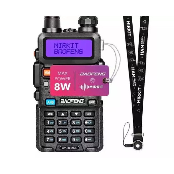 Рация Baofeng UV-5R MK4 8W Li-ion 1800 мАч UHF/VHF 136-174, 400-520 МГц + Шнурок Mirkit