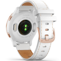 Venu 2S · Rose Gold · White Leather Band