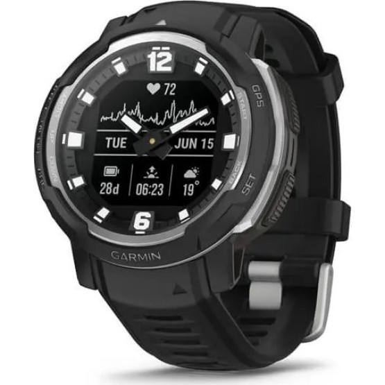 Смарт-годинник Garmin Instinct Crossover з чорним силіконовим ремінцем