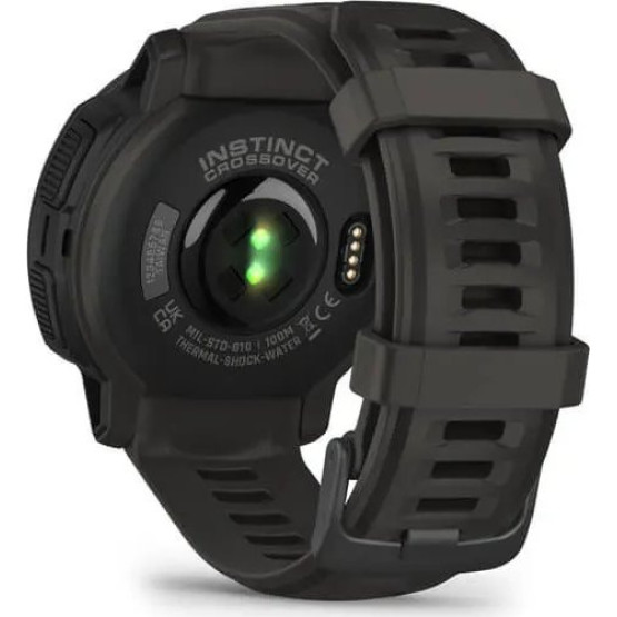 Смарт-годинник Garmin Instinct Crossover Solar з силіконовим ремінцем кольору графіт