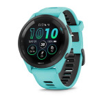 Garmin Forerunner 265 Black Bezel with Aqua Case and Aqua/Black Silicone Band