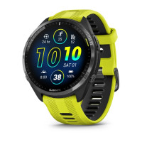 Garmin Garmin Forerunner 965 Carbon Gray DLC Titanium Bezel with Black Case and Amp Yellow/Black Silicone Band