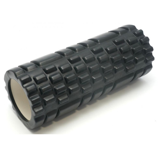Массажный ролик EasyFit Grid Roller EF11 33 см  черный  роллер  валик  цилиндр 