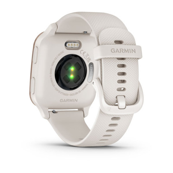 Garmin Venu Sq 2 – Music Edition Peach Gold Aluminum Bezel with Ivory Case and Silicone Band