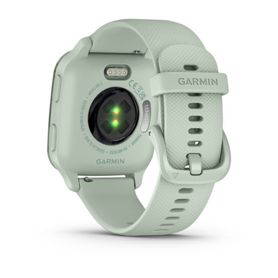 Garmin Venu Sq 2 Metallic Mint Aluminum Bezel with Cool Mint Case and Silicone Band