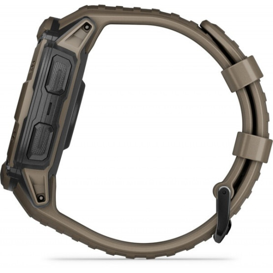Тактический часы Garmin Instinct 2X Solar Tactical Edition – Coyote Tan с коричневым силиконовым ремешком