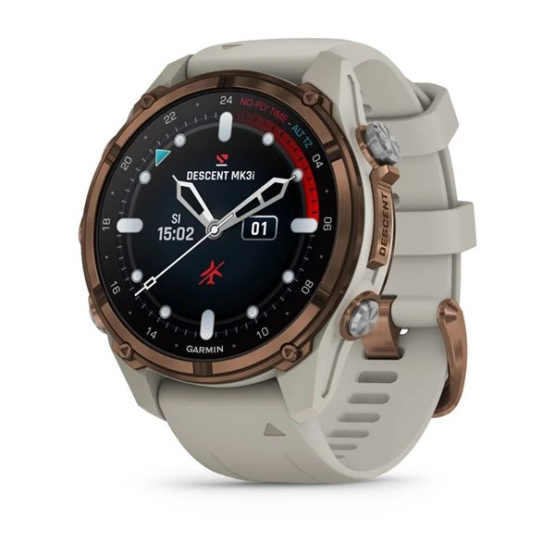 Garmin Descent Mk3i (43 мм) бронзовий PVD титановий із силіконовим ремінцем кольору французький сірий