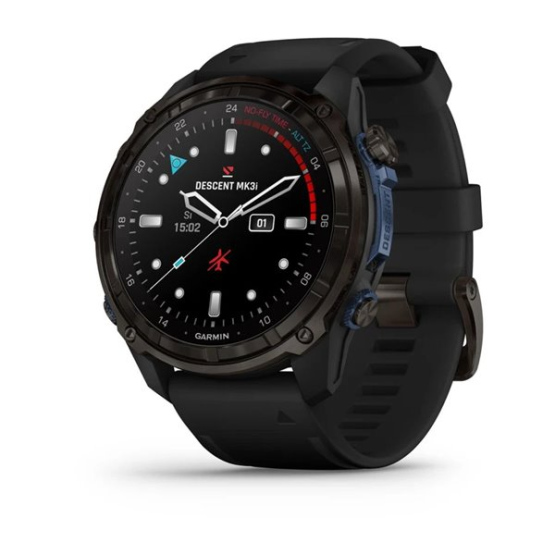 Garmin Descent Mk3i (51 мм) карбоново-сірий DLC титановий з чорним силіконовим ремінцем