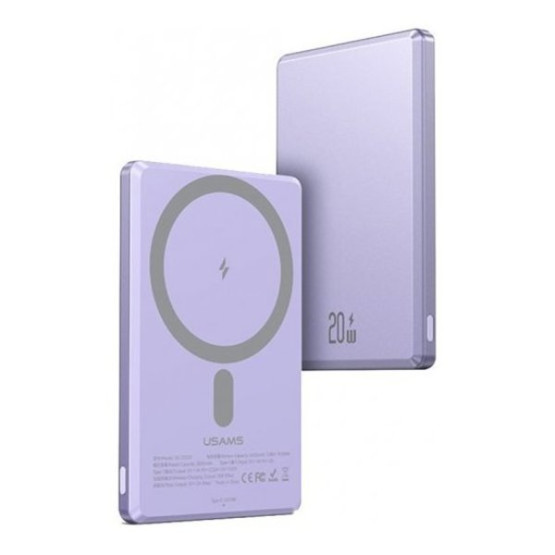 Зовнішній портативний акумулятор USAMS Power Bank US-CD220 Wireless 5000mAh Purple Type-C PD 20W