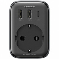 Мережевий зарядний пристрій з розеткою Ugreen CD314 GaN 30W 2USB-A+1USB-C+1AC Gray